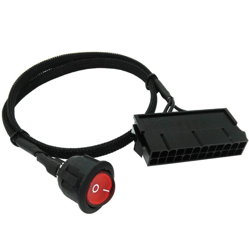 COMeap ATX Power Jumper Cable, 24 Pin ATX Red LED Power On/Off Switch Bridge Adapter Braided 21.5-inch(55cm) - Image 1